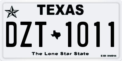 TX license plate DZT1011
