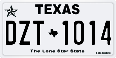 TX license plate DZT1014