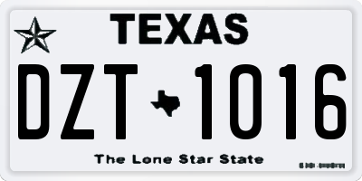 TX license plate DZT1016