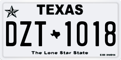 TX license plate DZT1018