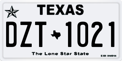 TX license plate DZT1021