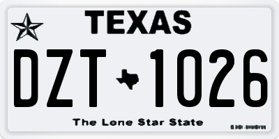 TX license plate DZT1026