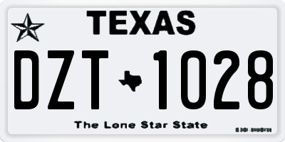 TX license plate DZT1028