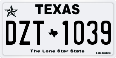TX license plate DZT1039