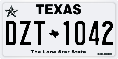 TX license plate DZT1042