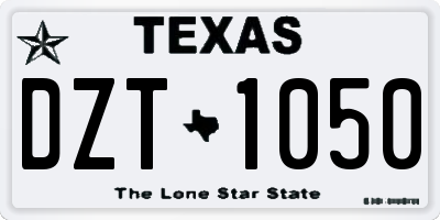 TX license plate DZT1050
