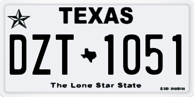 TX license plate DZT1051