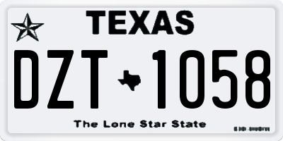 TX license plate DZT1058