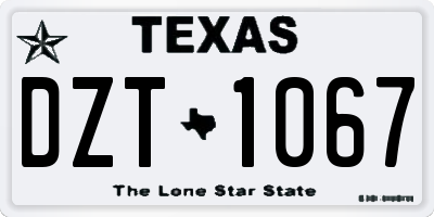TX license plate DZT1067
