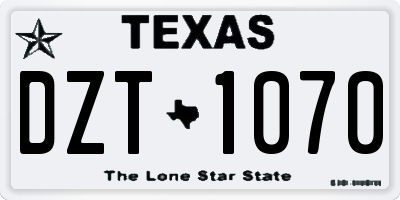 TX license plate DZT1070