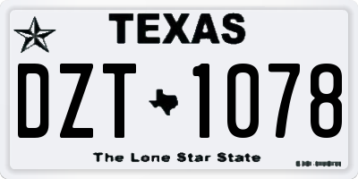 TX license plate DZT1078
