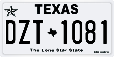 TX license plate DZT1081
