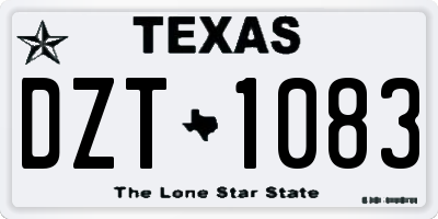 TX license plate DZT1083
