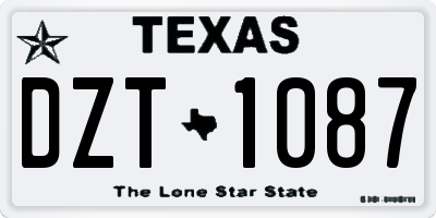 TX license plate DZT1087