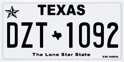 TX license plate DZT1092