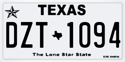 TX license plate DZT1094