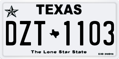 TX license plate DZT1103