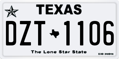 TX license plate DZT1106