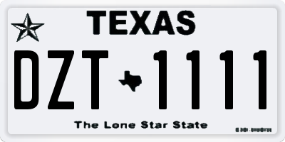 TX license plate DZT1111