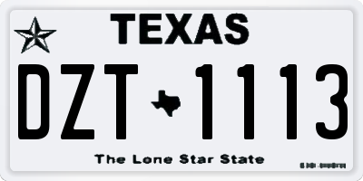 TX license plate DZT1113