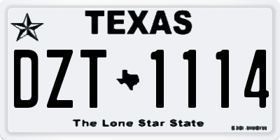 TX license plate DZT1114