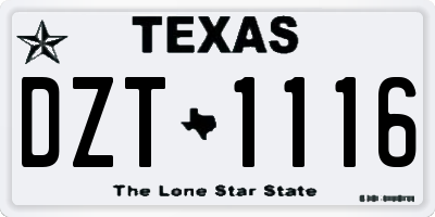 TX license plate DZT1116