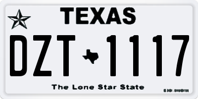 TX license plate DZT1117