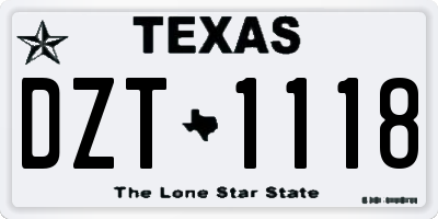 TX license plate DZT1118