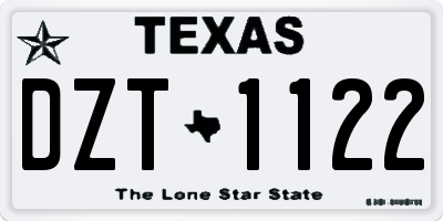 TX license plate DZT1122