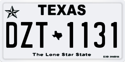 TX license plate DZT1131