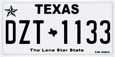 TX license plate DZT1133