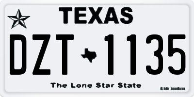TX license plate DZT1135