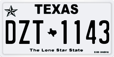 TX license plate DZT1143
