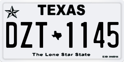 TX license plate DZT1145