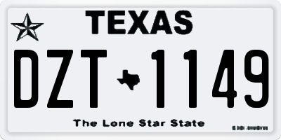 TX license plate DZT1149