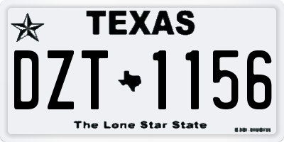 TX license plate DZT1156
