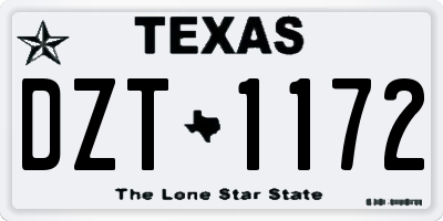 TX license plate DZT1172
