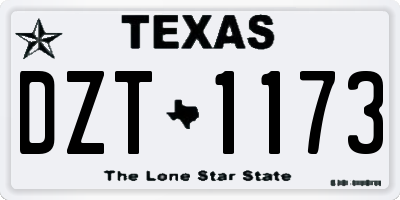 TX license plate DZT1173