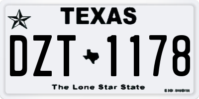 TX license plate DZT1178