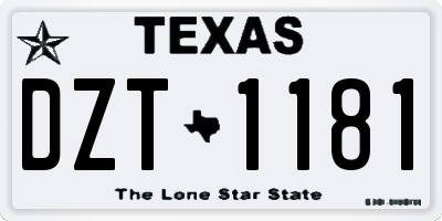 TX license plate DZT1181