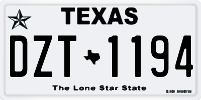 TX license plate DZT1194