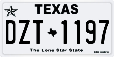 TX license plate DZT1197