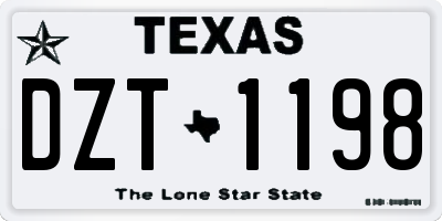 TX license plate DZT1198