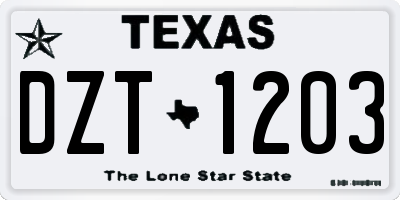 TX license plate DZT1203
