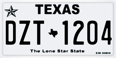 TX license plate DZT1204