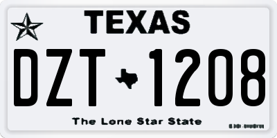 TX license plate DZT1208