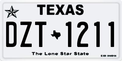 TX license plate DZT1211