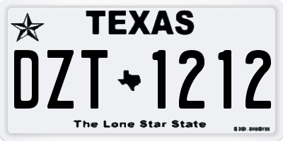 TX license plate DZT1212