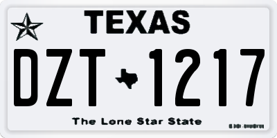 TX license plate DZT1217