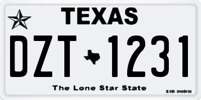 TX license plate DZT1231